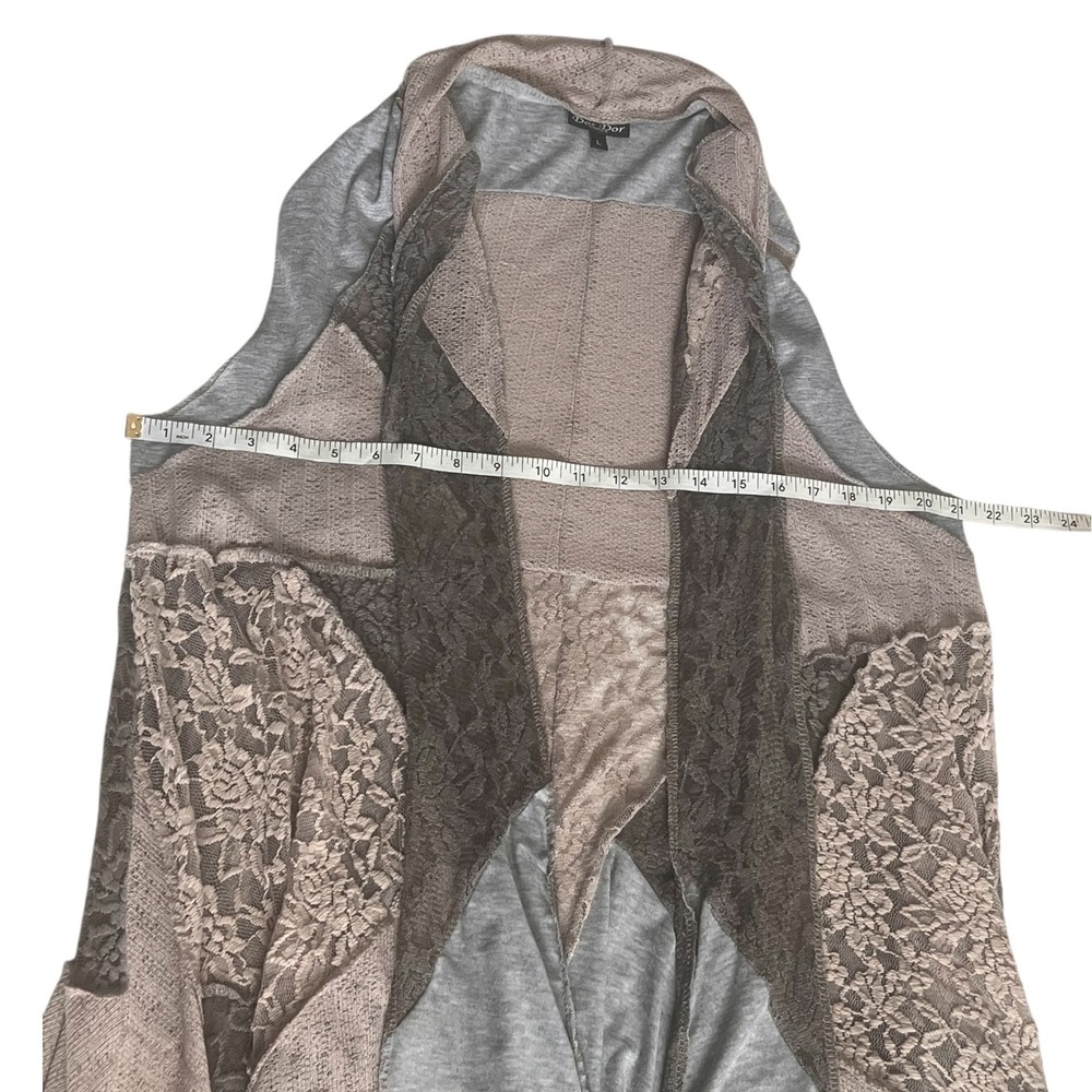 Dor Dor Couture Boho Patchwork Lace Duster Vest Open Front Long Layering‎ Large - Picture 3 of 12